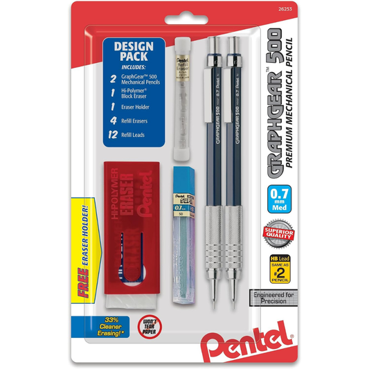 Pentel GraphGear 500 Automatic Pencil Starter Kit 0.7mm
