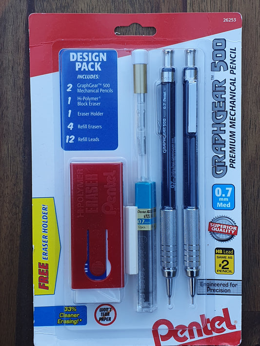 Pentel GraphGear 500 Automatic Pencil Starter Kit 0.7mm